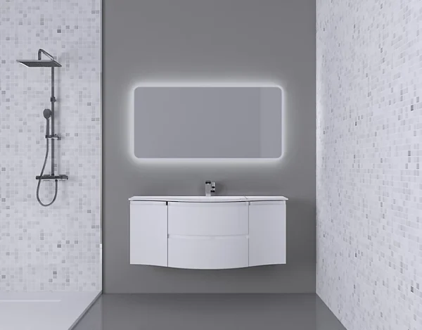 Castorama Ensemble Vague L.138 Cm Meuble Sous Vasque à Suspendre Blanc Mat + Plan Vasque Central Résine Blanc marque moins cher 1