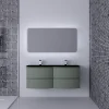 Castorama Ensemble Vague L.138 Cm Meuble Sous Vasque à Suspendre Kaki Mat + Plan Double Vasque Verre Noir Mat se précipiter pour acheter 5