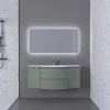 magasin pour Castorama Ensemble Vague L.138 Cm Meuble Sous Vasque à Suspendre Kaki Mat + Plan Vasque Central Résine Blanc 5
