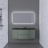 bas prix Castorama Ensemble Vague L.138 Cm Meuble Sous Vasque à Suspendre Kaki Mat + Plan Vasque Central Verre Noir Mat 7