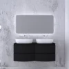 online boutique Castorama Ensemble Vague L.138 Cm Meuble Sous Vasque à Suspendre Noir Mat + Plan De Toilette Double 7