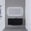 qualité supérieure Castorama Ensemble Vague L.138 Cm Meuble Sous Vasque à Suspendre Noir Mat + Plan Vasque Central Verre Noir Mat 5