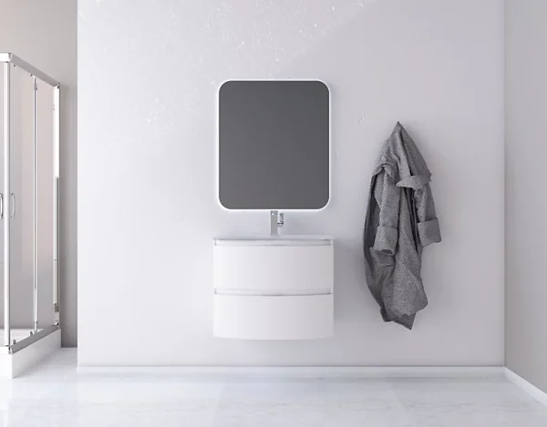 Castorama Ensemble Vague L.70 Cm Meuble Sous Vasque Blanc Mat à Suspendre + Plan Vasque Verre Blanc boutiqued pas cher 1