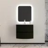 Castorama Ensemble Vague L.70 Cm Meuble Sous Vasque Noir Mat à Suspendre + Plan Vasque Résine Blanc site pas cher 5