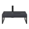 fashion pas cher Castorama Équerre Porte-serviettes Pour Vasque GoodHome Duala Métal Noir 60 Cm + Plan Vasque Noir GoodHome Mila 60 Cm 7