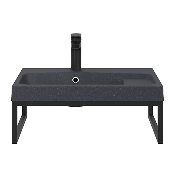 fashion pas cher Castorama Équerre Porte-serviettes Pour Vasque GoodHome Duala Métal Noir 60 Cm + Plan Vasque Noir GoodHome Mila 60 Cm 1