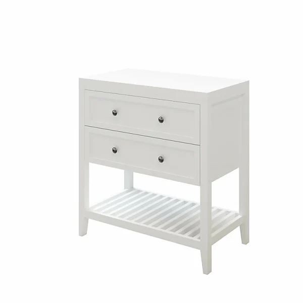 en ligne Castorama Meuble Sous Vasque à Poser 2 Tiroirs GoodHome Perma Blanc 80 Cm + Plan De Toilette 1