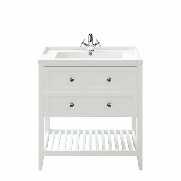 Castorama Meuble Sous Vasque à Poser 2 Tiroirs GoodHome Perma Blanc 80 Cm + Plan Vasque Lana soldes luxe 1