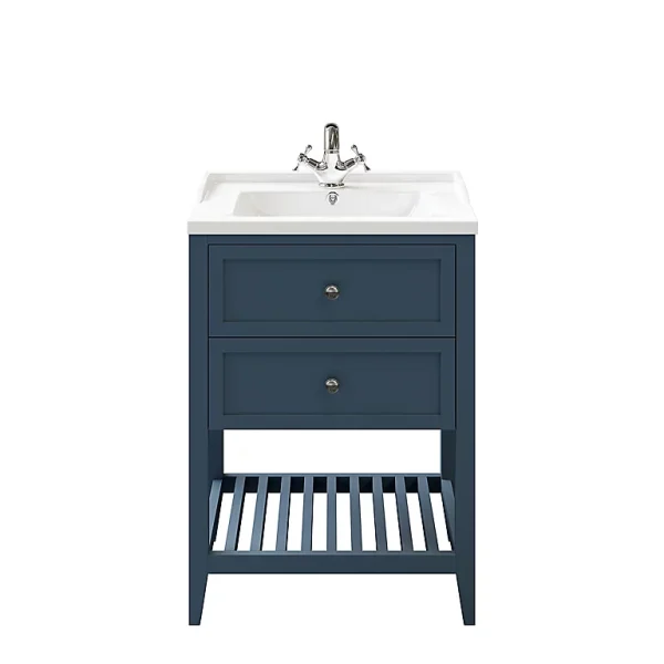 Castorama Meuble Sous Vasque à Poser 2 Tiroirs GoodHome Perma Bleu 60 Cm + Plan Vasque Nira Livraison Standard/Rapide 1
