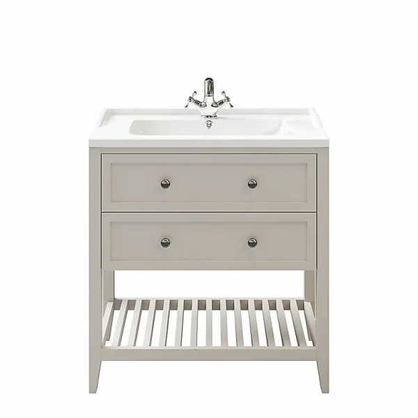Castorama Meuble Sous Vasque à Poser 2 Tiroirs GoodHome Perma Taupe 80 Cm + Plan Vasque Lana magasin solde 1