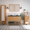 offre spéciale Castorama Meuble Sous Vasque à Poser 4 Tiroirs GoodHome Perma Bois 120 Cm + Plan Double Vasque Noir Nira 7
