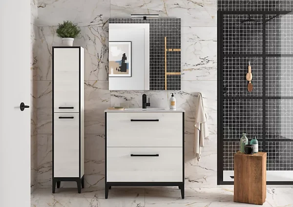 Castorama Meuble Sous Vasque à Poser Cygnus Bath Zoé L. 80 Cm Chêne Blanchi + Plan Vasque Encastré Céramique Blanc marques de renommée 1