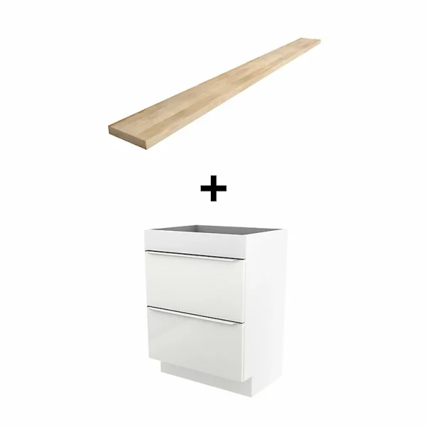 Castorama Meuble Sous Vasque à Poser GoodHome Imandra Blanc 60 Cm + Plan De Toilette Hartland 183 Cm (à Redécouper) SOLDES TOUT À 1