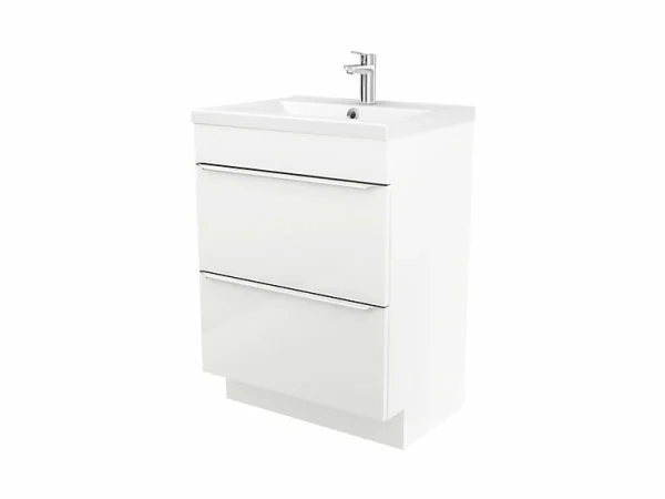 magasin pas cher Castorama Meuble Sous Vasque à Poser GoodHome Imandra Blanc 60 Cm + Plan Vasque Nira 1