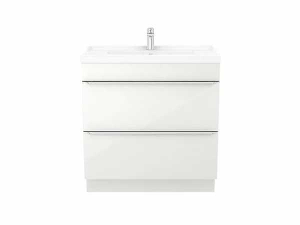 site officiel Castorama Meuble Sous Vasque à Poser GoodHome Imandra Blanc 80 Cm + Plan Vasque Mila 1