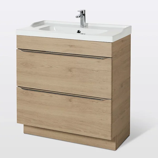 Castorama Meuble Sous Vasque à Poser GoodHome Imandra Bois Chêne 80 Cm + Plan Vasque Lana De super promotions disponibles 1