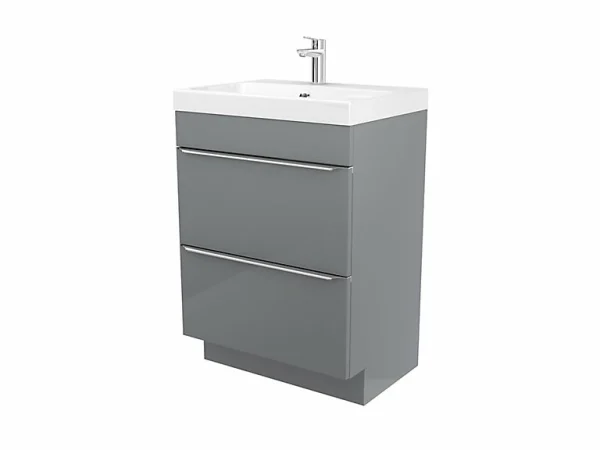 à prix très bas Castorama Meuble Sous Vasque à Poser GoodHome Imandra Gris 60 Cm + Plan Vasque Mila 1