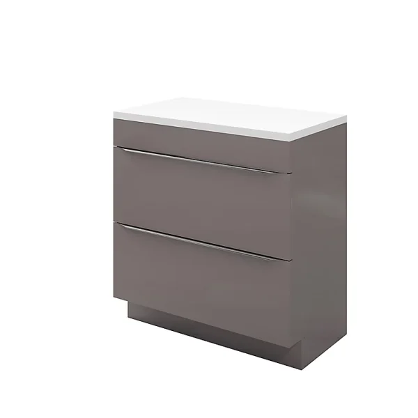 Castorama Meuble Sous Vasque à Poser GoodHome Imandra Gris Taupé 80 Cm + Plan De Toilette Marloes shopping pas cher 1