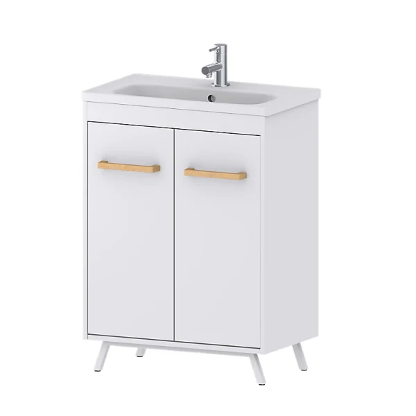 Neuve avec étiquette Castorama Meuble Sous Vasque à Poser GoodHome Ladoga Blanc 60 Cm + Plan Vasque Towan 1