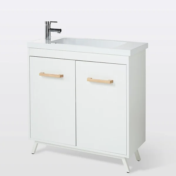 Castorama Meuble Sous Vasque à Poser GoodHome Ladoga Blanc 80 Cm + Plan Vasque Makonda en ligne 1