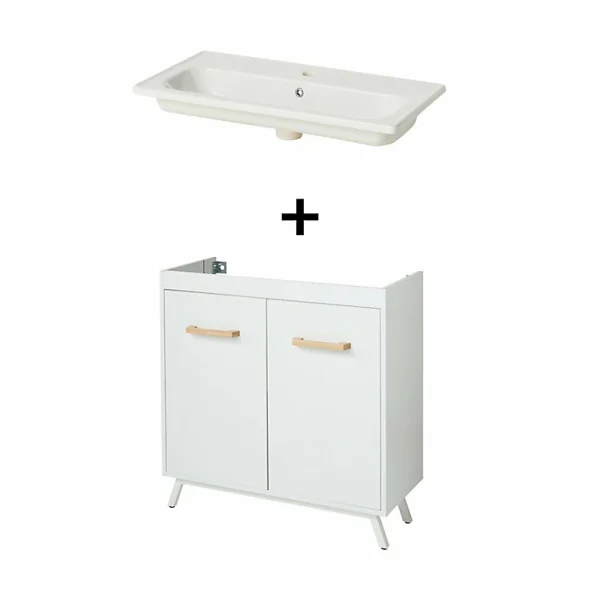 Castorama Meuble Sous Vasque à Poser GoodHome Ladoga Blanc 80 Cm + Plan Vasque Towan Top ventes 1