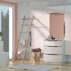 Castorama Meuble Sous Vasque à Poser Pamili Blanc Brillant 80 Cm + Plan Vasque En Résine Blanc fashioniable 5