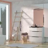 en vente Castorama Meuble Sous Vasque à Poser Pamili Blanc Brillant 80 Cm + Plan Vasque En Résine Noir 5