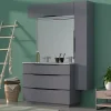 Castorama Meuble Sous Vasque à Poser Pamili Gris Anthracite Brillant 120 Cm + Plan Double Vasque En Résine Blanc en ligne 7