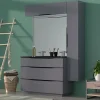 Castorama Meuble Sous Vasque à Poser Pamili Gris Anthracite Brillant 120 Cm + Plan Double Vasque En Résine Noir soldes pas cher 7