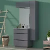 magasin solde Castorama Meuble Sous Vasque à Poser Pamili Gris Anthracite Brillant 80 Cm + Plan Vasque En Résine Blanc 5