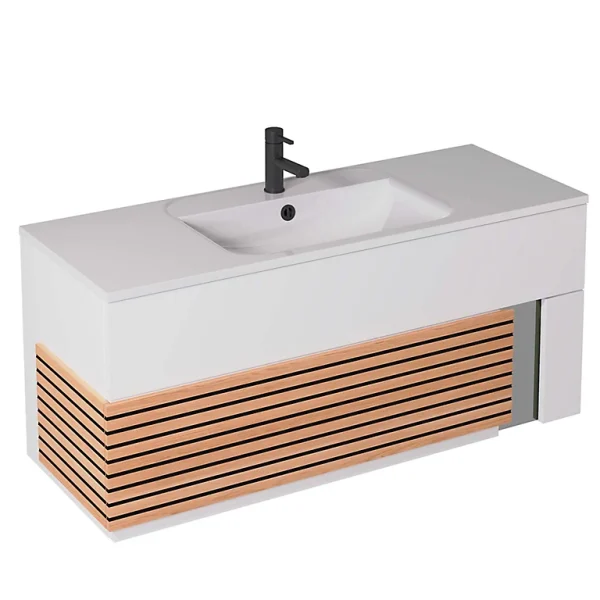 Castorama Meuble Sous Vasque à Suspendre Archi Blanc Mat 120 Cm + Plan Vasque En Céramyl destockage 1