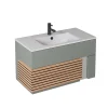 Distributeur Officiel Castorama Meuble Sous Vasque à Suspendre Archi Grège Mat 90 Cm + Plan Vasque En Céramyl 7