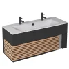 Castorama Meuble Sous Vasque à Suspendre Archi Noir Mat 120 Cm + Plan Vasque En Céramyl Pour 2 Mitigeurs soldes ligne 5