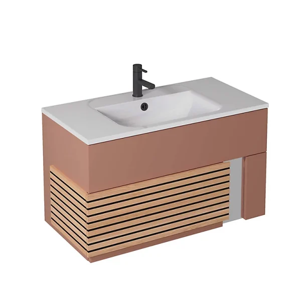 Castorama Meuble Sous Vasque à Suspendre Archi Terracotta Mat 90 Cm + Plan Vasque En Céramyl mode tendance 1