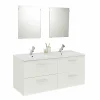 grand choix Castorama Meuble Sous Vasque à Suspendre Blanc Pyxis 120 Cm + 2 Miroirs 7