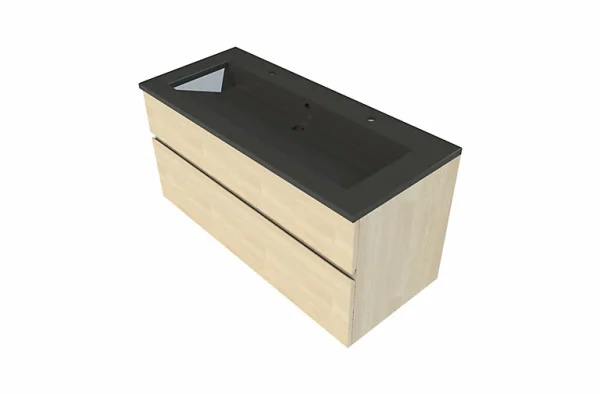Castorama Meuble Sous Vasque à Suspendre Calao Aspect Chêne Naturel 120 Cm + Plan Vasque En Résine Noir achetez 1