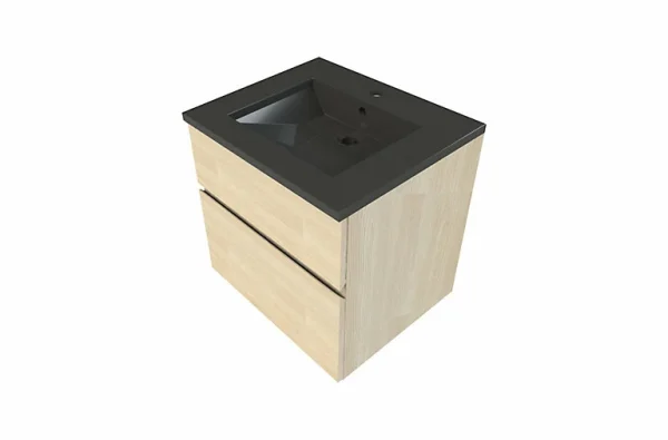Castorama Meuble Sous Vasque à Suspendre Calao Aspect Chêne Naturel 60 Cm + Plan Vasque En Résine Noir Protections acheteurs 1