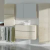 Castorama Meuble Sous-vasque à Suspendre Calao Aspect Chêne Naturel 90 Cm + Plan De Toilette haute qualité 5