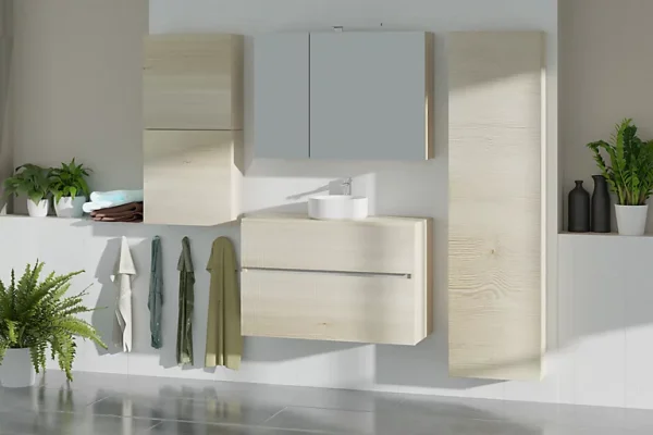 Castorama Meuble Sous-vasque à Suspendre Calao Aspect Chêne Naturel 90 Cm + Plan De Toilette haute qualité 1