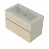 soldes magasin Castorama Meuble Sous Vasque à Suspendre Calao Aspect Chêne Naturel 90 Cm + Plan Vasque En Résine Blanc 7