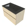 Castorama Meuble Sous Vasque à Suspendre Calao Aspect Chêne Naturel 90 Cm + Plan Vasque En Résine Noir magasin pour 5