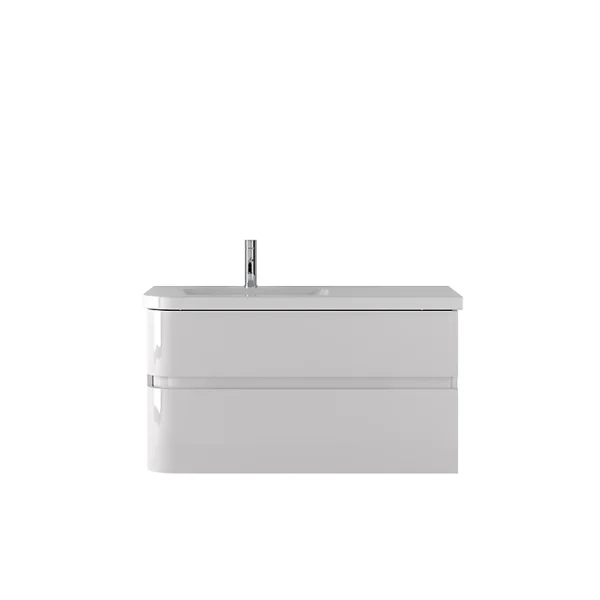 Castorama Meuble Sous Vasque à Suspendre Cooke & Lewis Voluto Blanc Version Gauche 105 Cm + Plan Vasque En Résine Vente 1