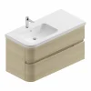 Castorama Meuble Sous Vasque à Suspendre Cooke & Lewis Voluto Décor Chêne Clair 108 Cm + Plan Vasque En Résine Blanc Version Gauche Retour Gratuit 7
