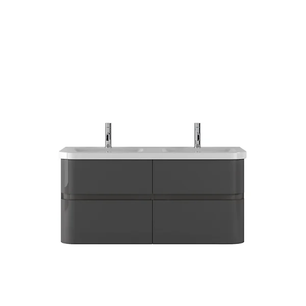Castorama Meuble Sous Vasque à Suspendre Cooke & Lewis Voluto Gris Anthracite 4 Tiroirs 120 Cm + Plan Double Vasque En Résine Boutique officielle 1