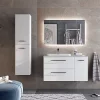 Castorama Meuble Sous Vasque à Suspendre Cygnus Bath Teha L. 105 Cm Blanc Coton + Plan Vasque Semi-encastré Résine Blanc à prix d'occasion 7