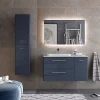 Castorama Meuble Sous Vasque à Suspendre Cygnus Bath Teha L. 105 Cm Bleu Nuit + Plan Vasque Semi-encastré Résine Blanc marque moins cher 7