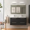 Castorama Meuble Sous Vasque à Suspendre Cygnus Bath Teha L. 120 Cm Noir Mat + Plan Double Vasque Semi-encastré Résine Blanc a Prix Discount 7