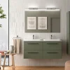 Castorama Meuble Sous Vasque à Suspendre Cygnus Bath Teha L. 120 Cm Vert Bosque + Plan Double Vasque Semi-encastré Résine Blanc se précipiter pour acheter 7