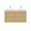 De super promotions disponibles Castorama Meuble Sous Vasque à Suspendre GoodHome Avela Placage Chêne 120 Cm + Plan Vasque Mila 5