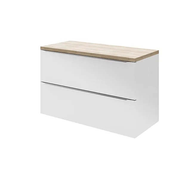 De Qualité Castorama Meuble Sous Vasque à Suspendre GoodHome Imandra Blanc 100 Cm + Plan De Toilette Hartland 183 Cm (à Redécouper) 1